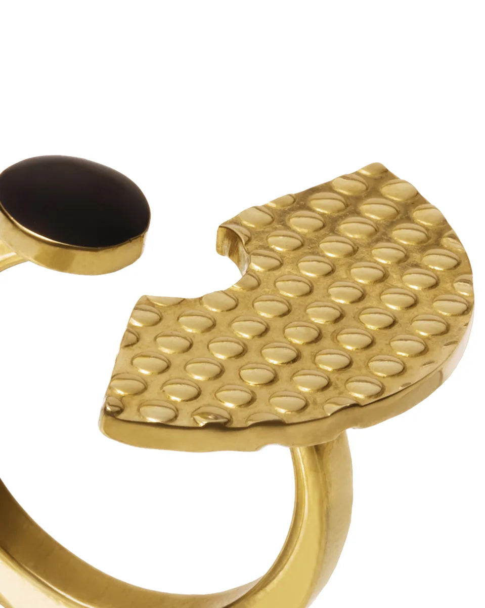 Alessi — Edone ESA03 ESA03 3S | Anello in acciaio PVD oro e nero — vista principale