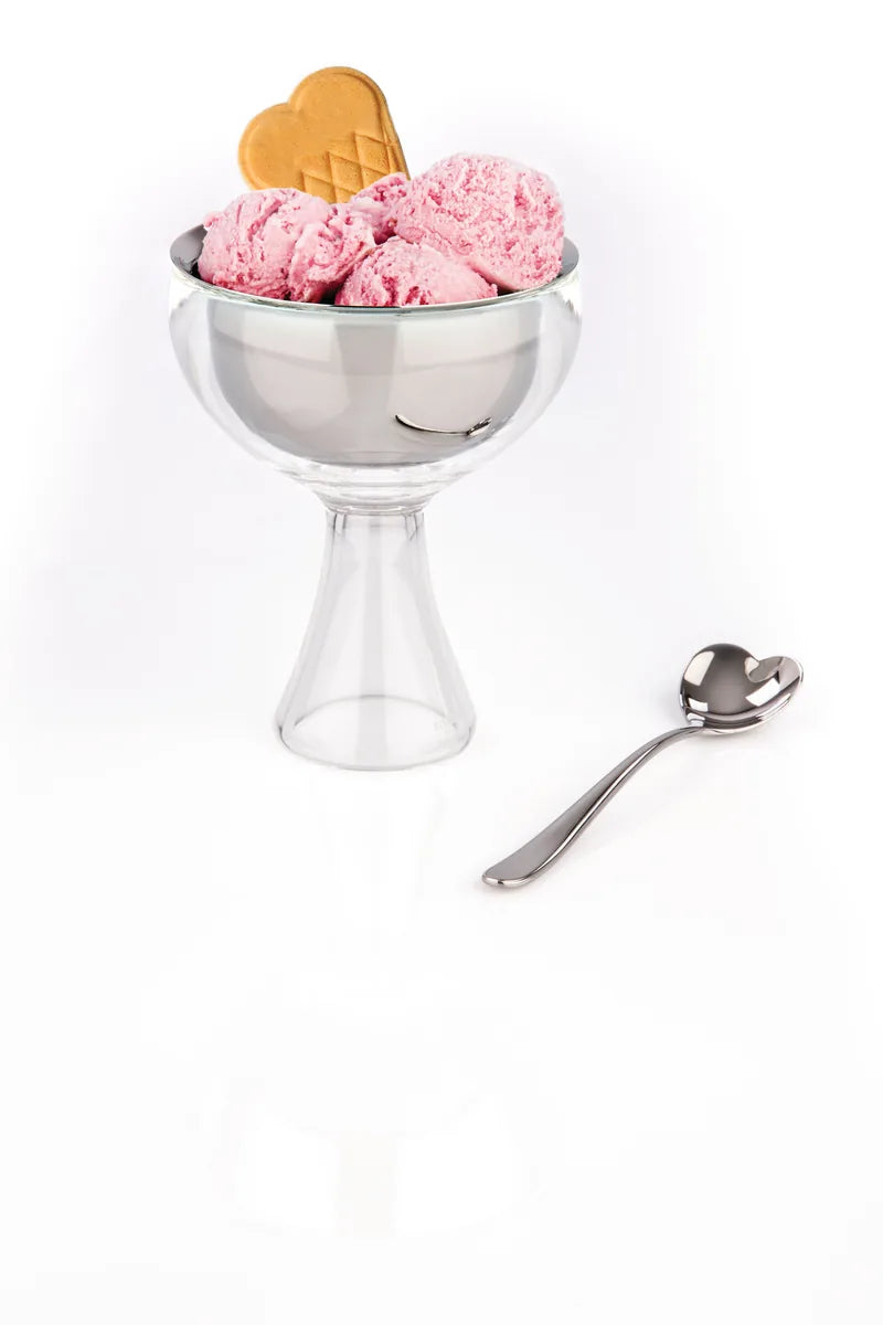 Alessi — Big Love AMMI01S AZ | Coppa gelato e cucchiaino, blu — vista laterale