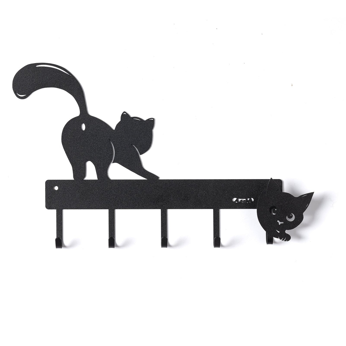 Arti & Mestieri portachiavi da parete Matisse nero in ferro lavorato artigianalmente con sagoma gatto 29x18 cm