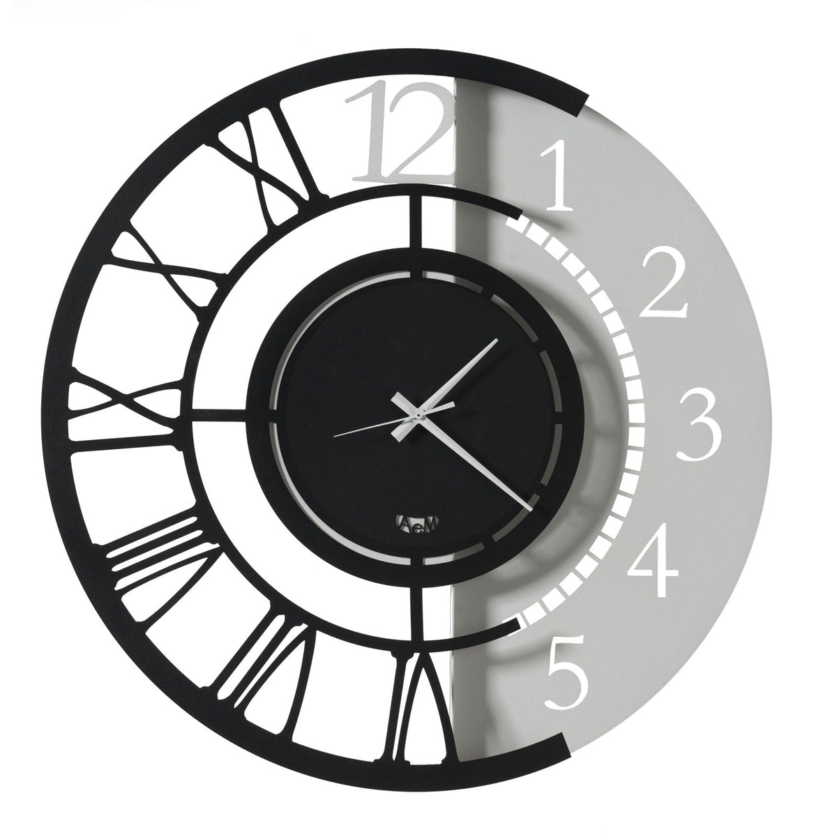 Arti & Mestieri orologio da parete Full Metal Jack Grande nero e bianco marmo in ferro lavorato artigianalmente