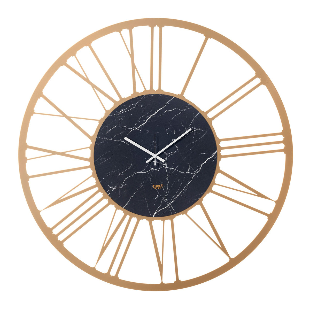 Arti & Mestieri orologio da parete Big 93 oro laccato e marmo nero in ferro lavorato artigianalmente