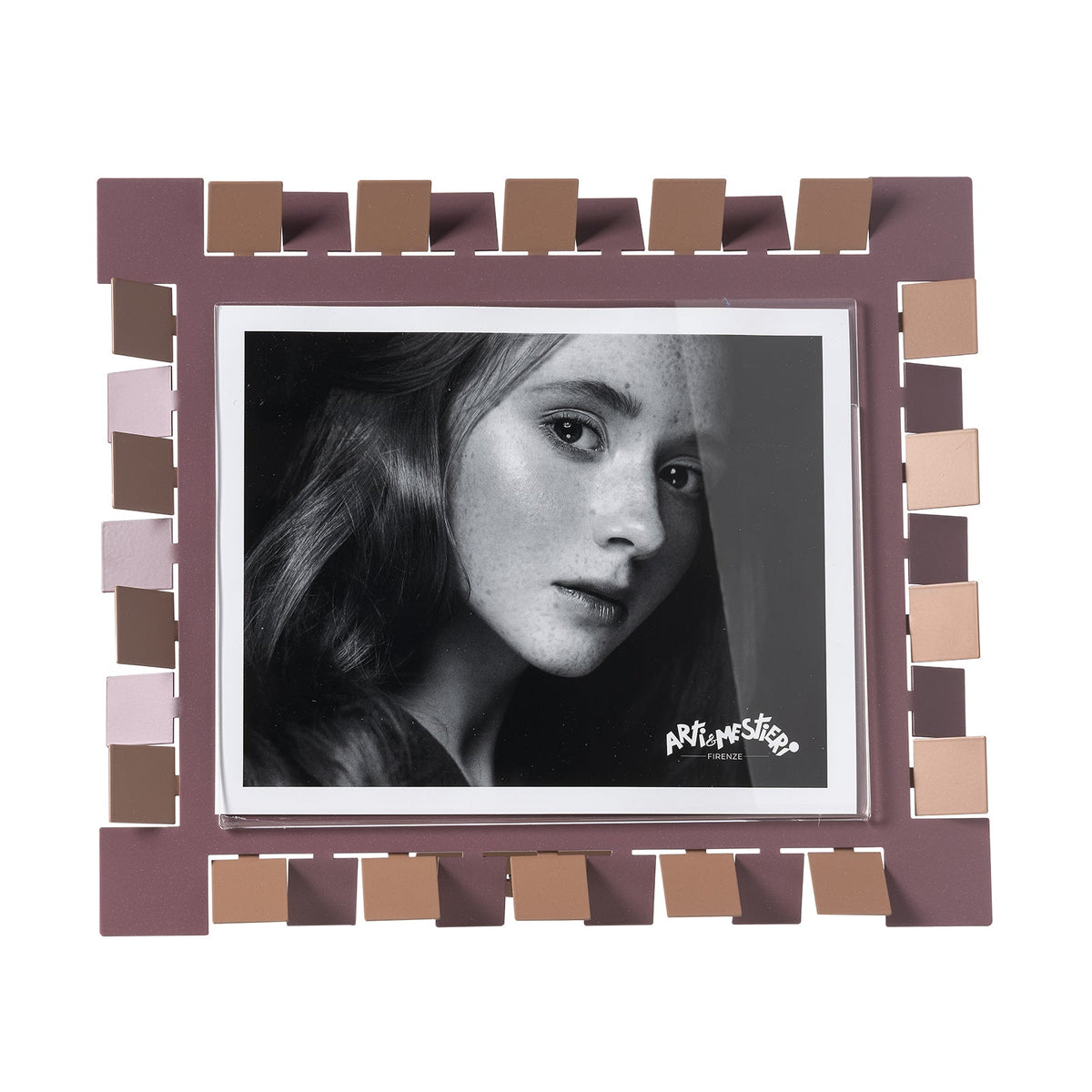 Arti & Mestieri Portafoto Vertigo Maxi orizzontale mocha mousse viola ametista ferro lavorato artigianalmente
