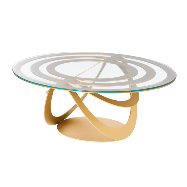 Arti & Mestieri - Tavolino in ferro e vetro Optical ovale — Arti & Mestieri