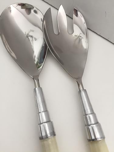 Il mio negozio - Posate per Insalata in Acciaio e Madreperla 32cm Crema