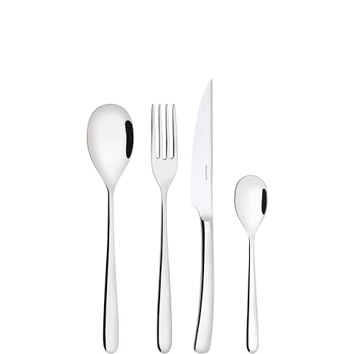 Bugatti Set Posate Acciaio Inox 18/10 per 6 persone, design Puro lineare