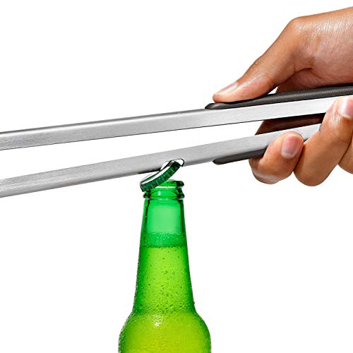 OXO Pinze Good Grips in acciaio inox con estremità frastagliate e apribottiglie integrato