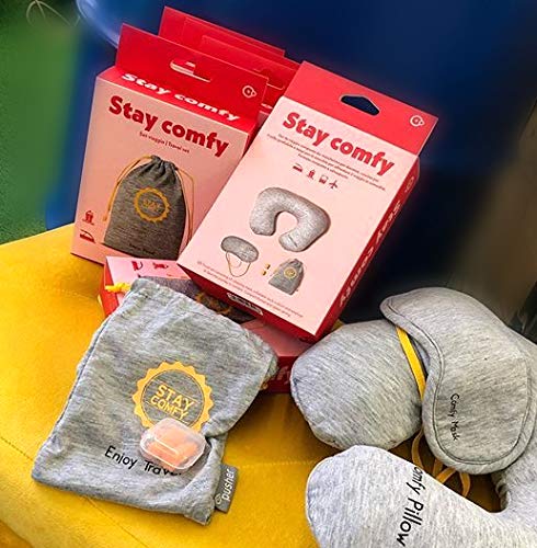 Pusher Stay Comfy Set Da Viaggio in cotone con mascherina, cuscino e tappi - Stilmobili