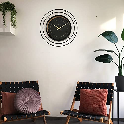 NeXtime Fancy orologio da parete 70cm metallo nero con dettagli dorati