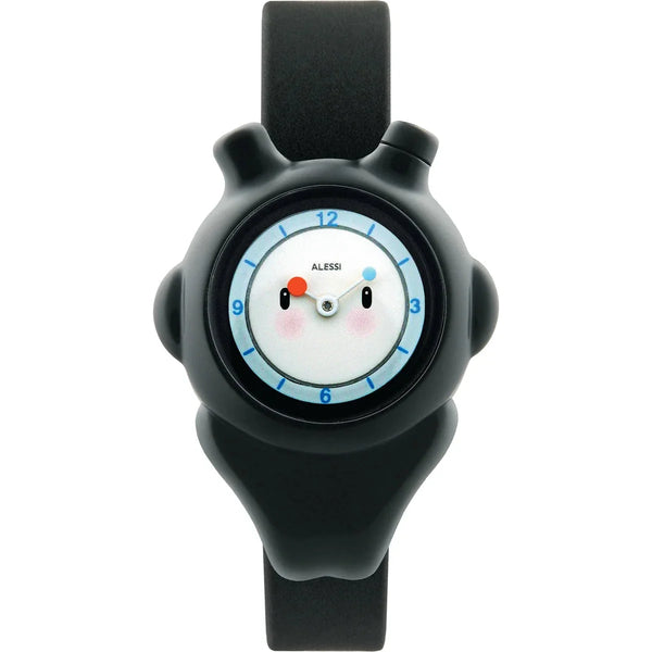 Alessi — Space-bimba AL23002 | Reloj de pulsera de poliuretano negro — Alessi