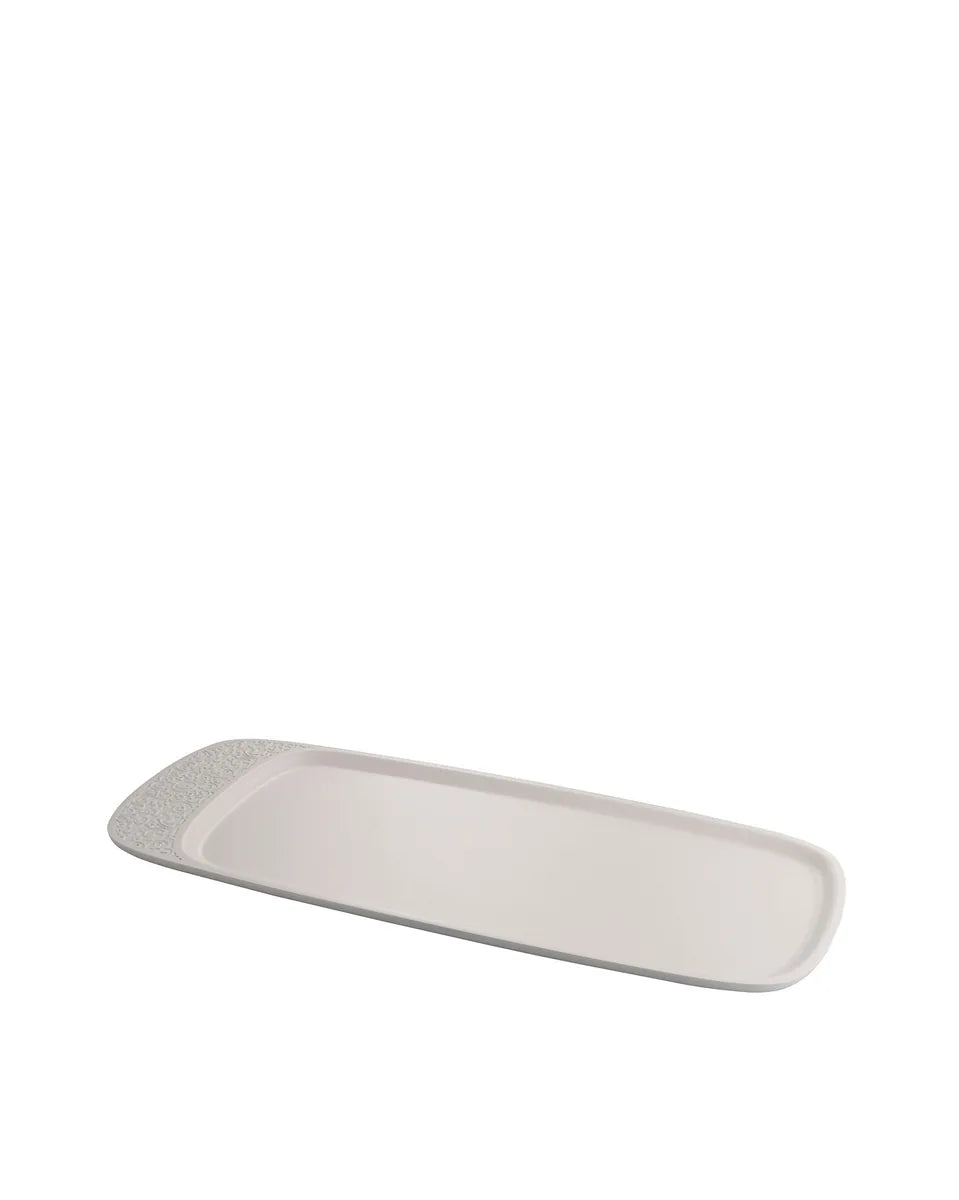 Alessi piatto da portata Dressed melammina grigio chiaro design Marcel Wanders con decoro a rilievo
