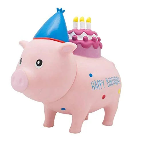 LiLaLu salvadanaio maialino compleanno rosa con decorazioni festive