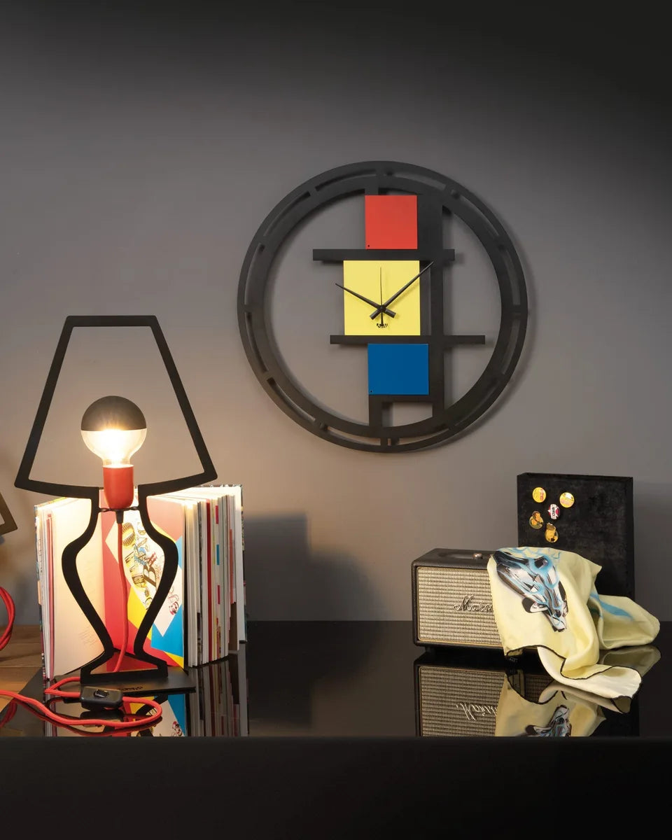 Arti & Mestieri Orologio Mondrian 50 design geometrico nero rosso giallo