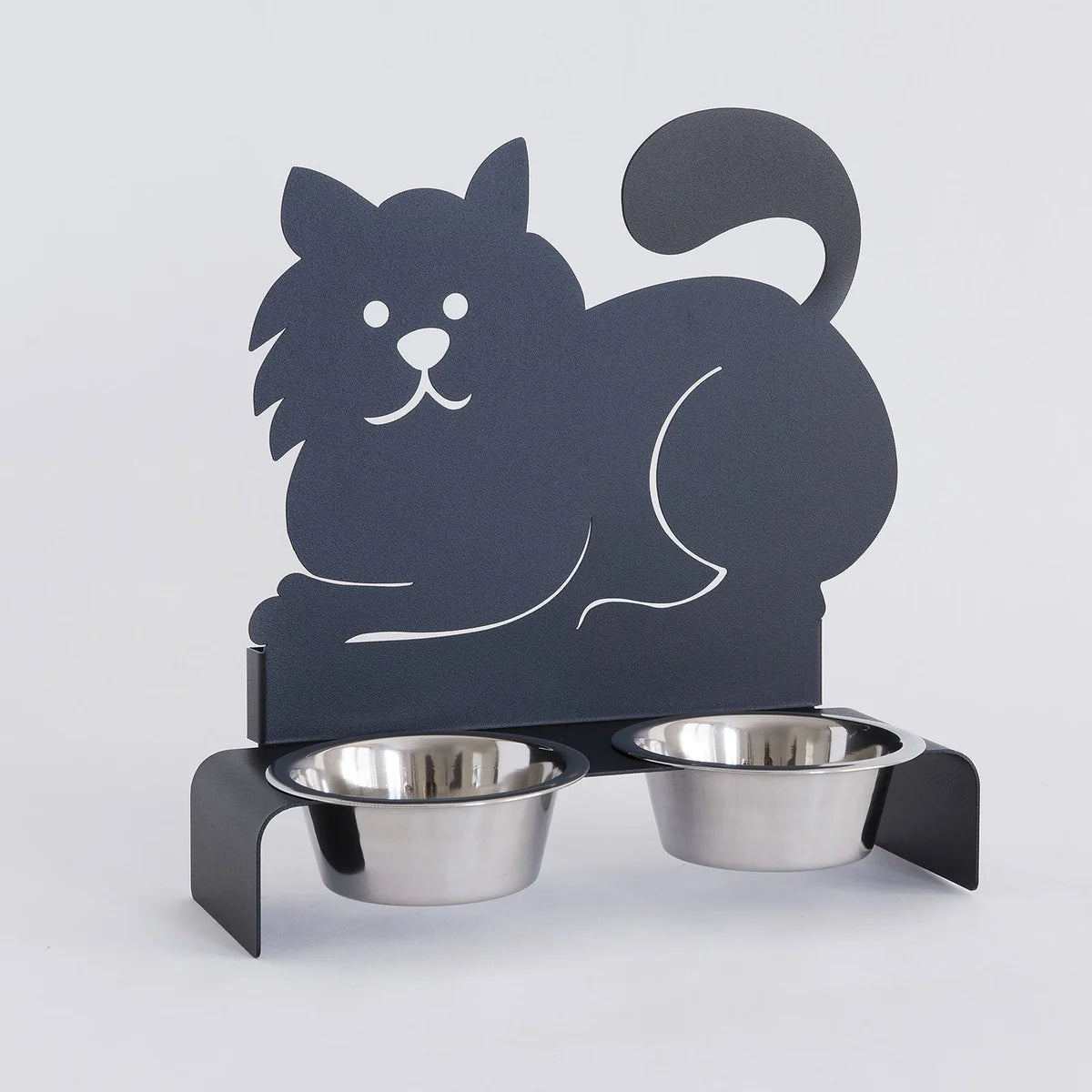 Arti & Mestieri porta ciotole gatti ferro nero con sagoma profilo felino