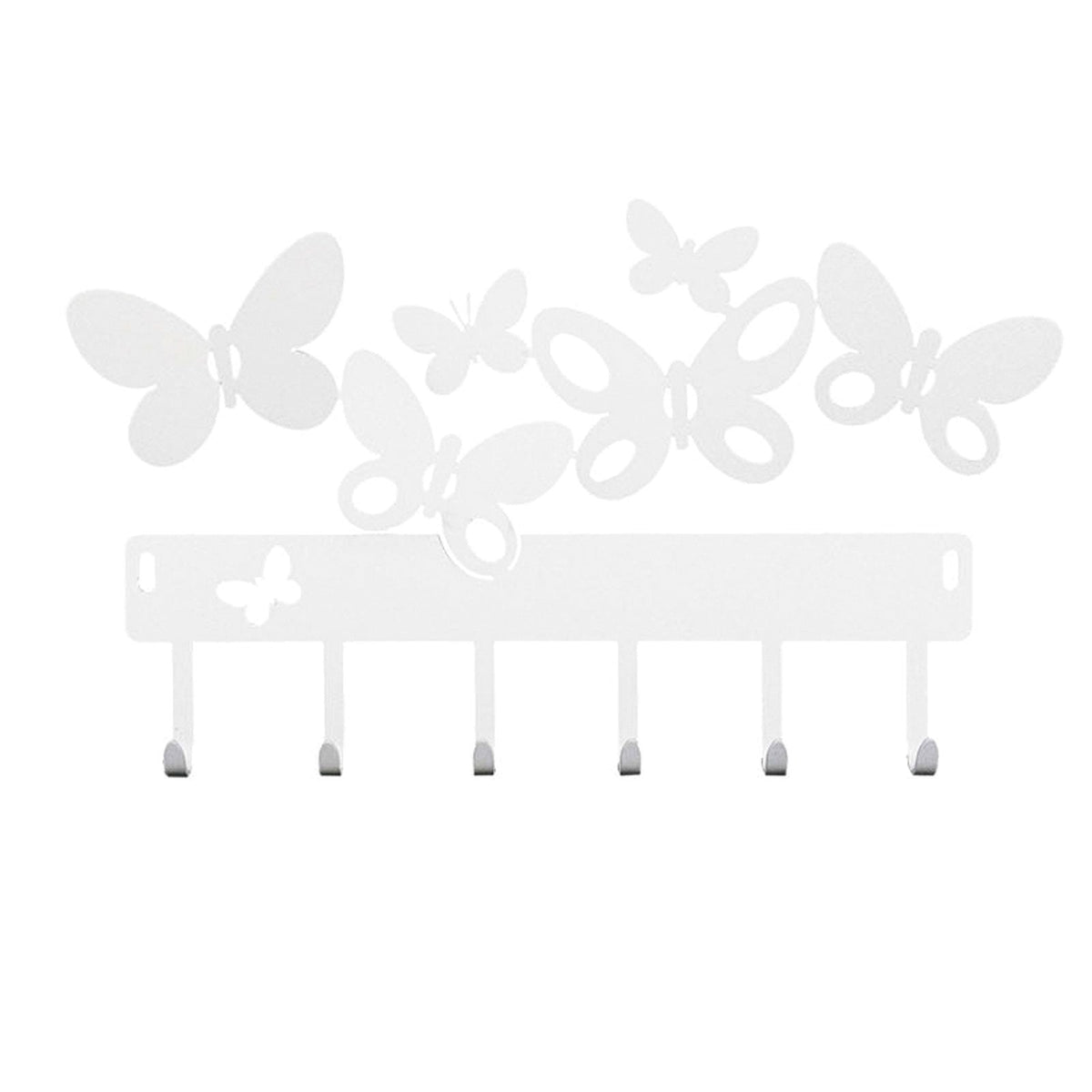 Arti & Mestieri portachiavi da parete Butterfly bianco ferro con sei ganci e farfalle decorative