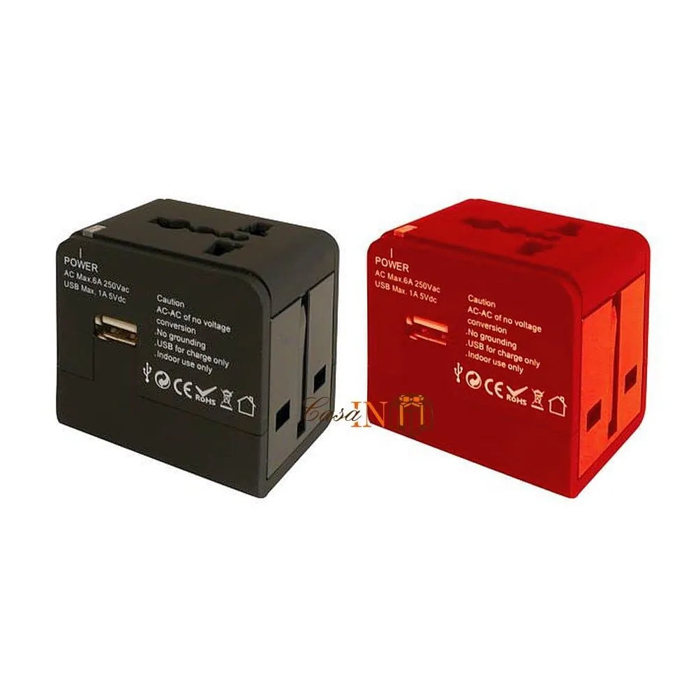 Pusher Adattatore Universale da Viaggio multicolore rosso nero - Stilmobili