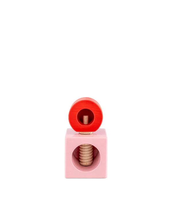 Alessi — ES20 2 | Casse-noix en hêtre rose et rouge Sottsass — Alessi
