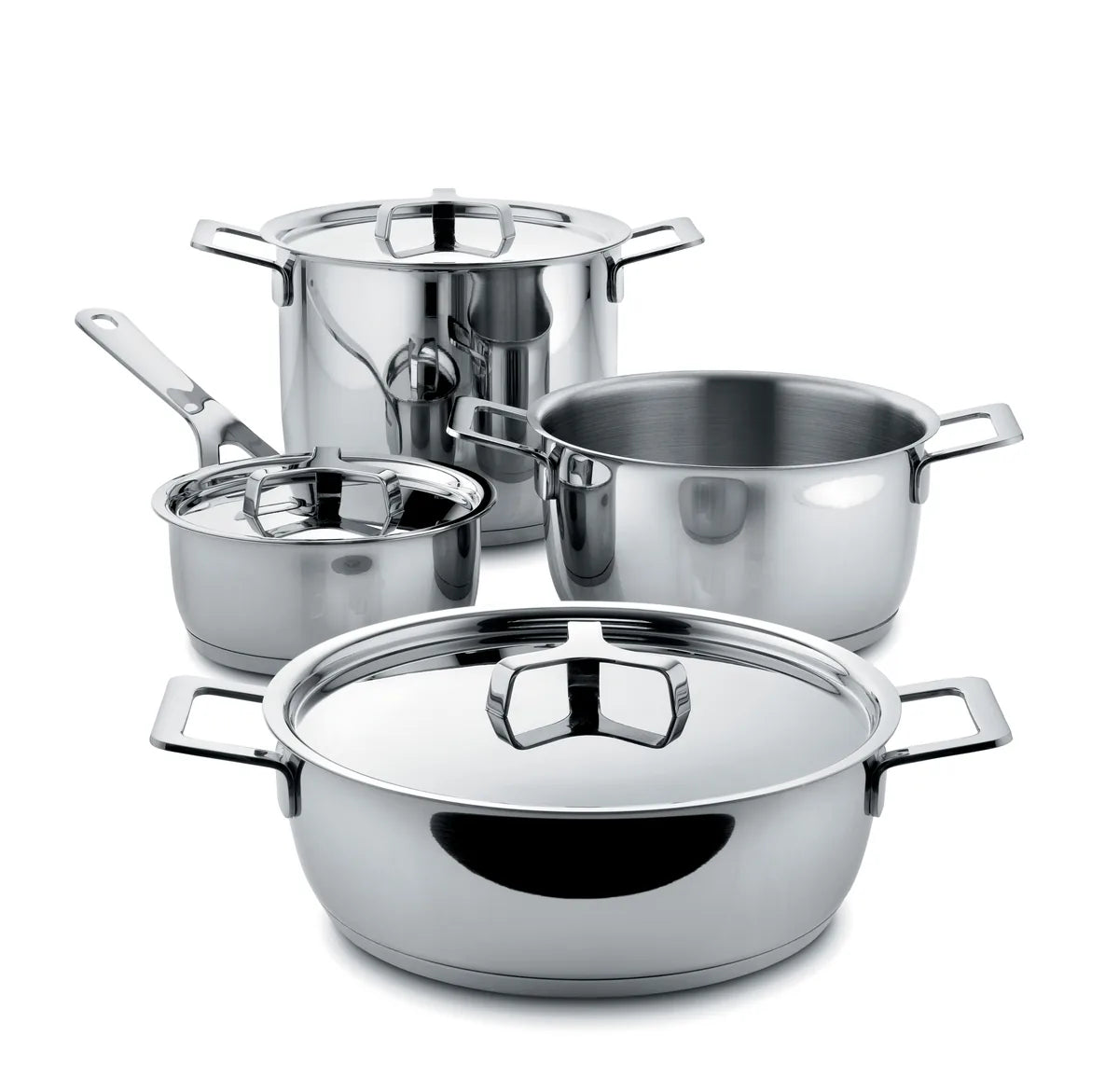 Alessi — Pots&Pans AJM100S7 | Set pentole Jasper Morrison in acciaio 1 — design italiano Alessi