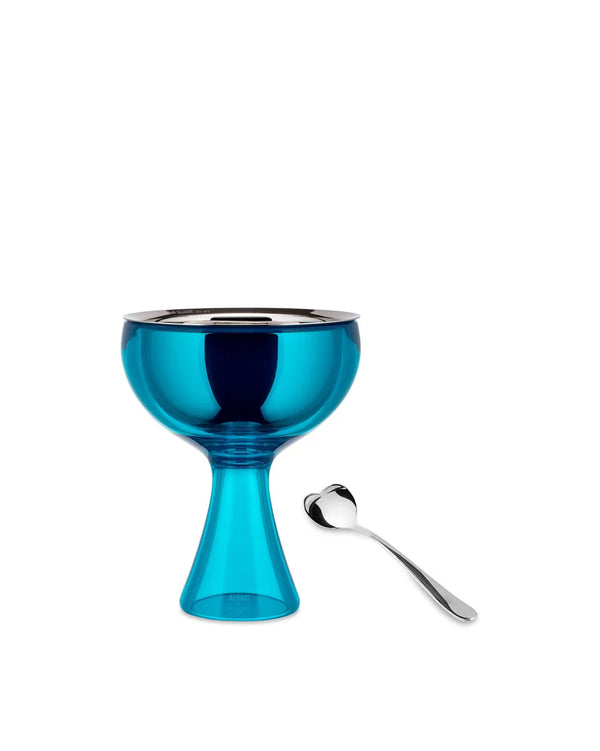 Alessi — Big Love AMMI01S AZ | Coppa gelato e cucchiaino, blu — Alessi