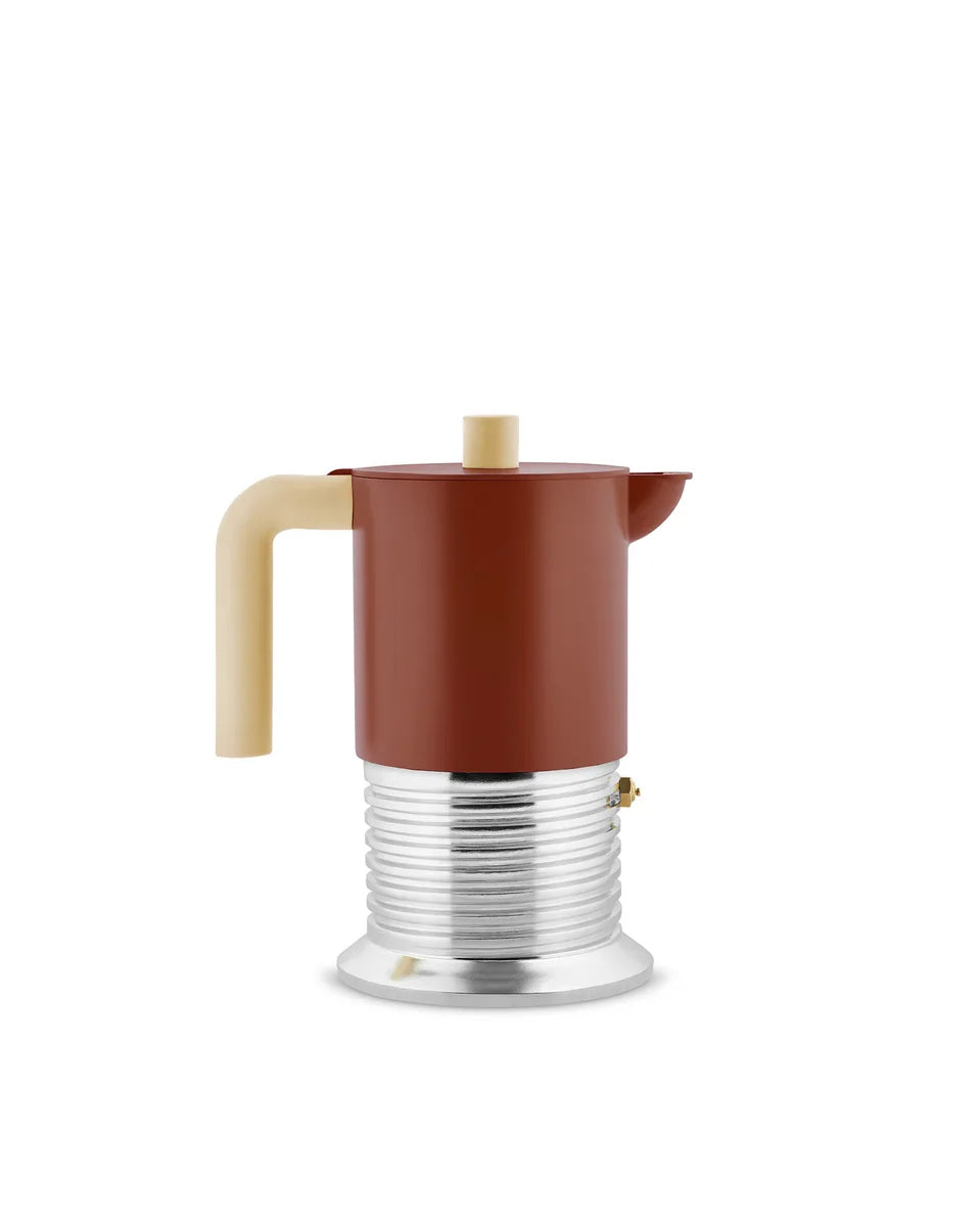 Alessi — Vite PM01/6 BR | Caffettiera espresso in alluminio marrone — design italiano Alessi