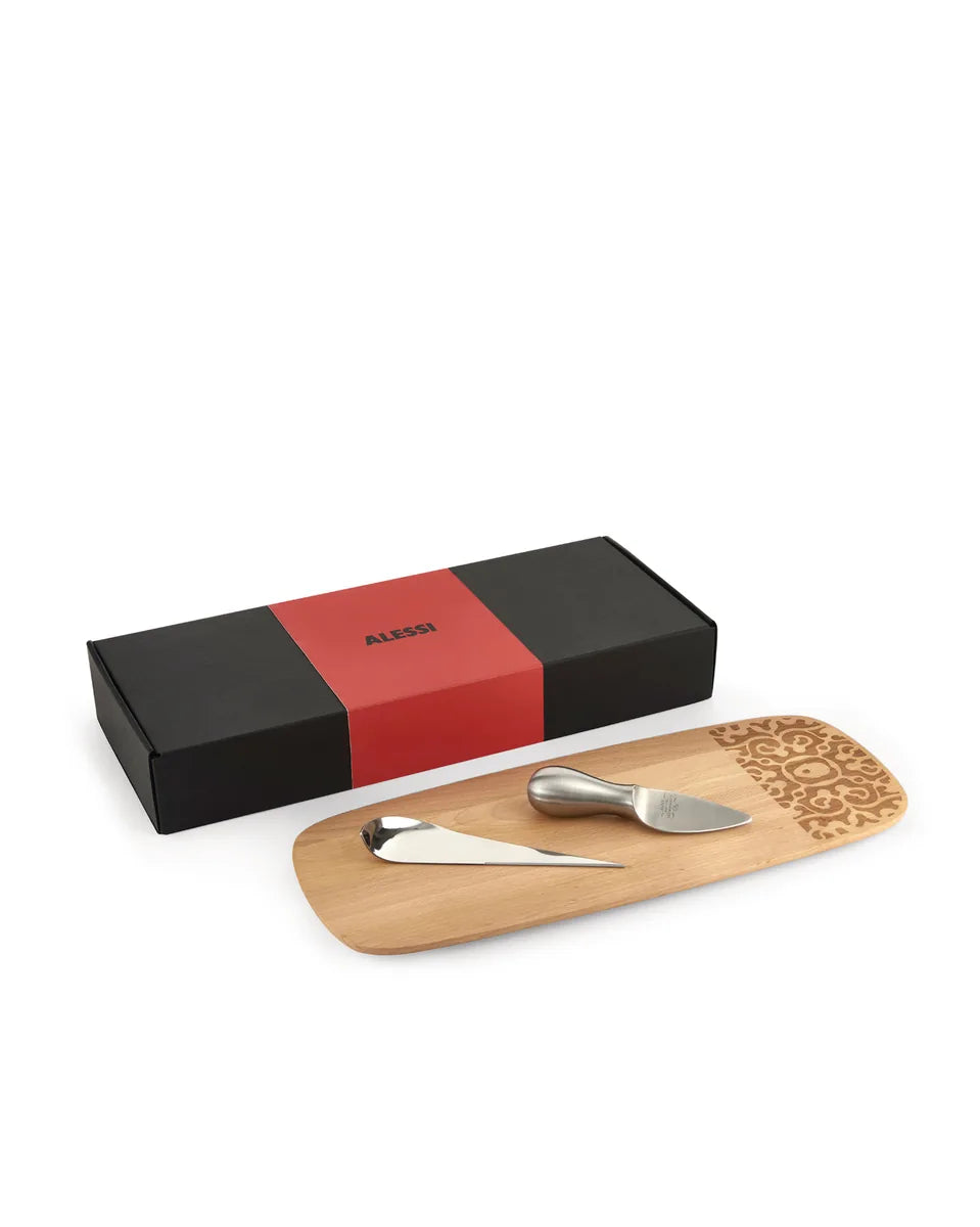 Alessi — & Cheese MW22SET | Set da formaggio legno e acciaio — design italiano Alessi