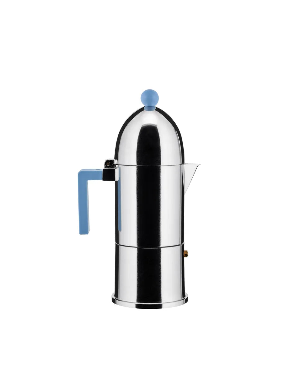 Alessi — La Cupola 9095/6AZFM | Caffettiera espresso Aldo Rossi azzurr — design italiano Alessi