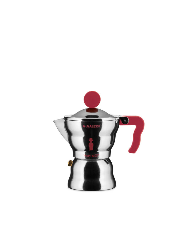 Alessi — AAM33/1 R | Moka in alluminio Mendini, rossa, 1 tazza — Alessi