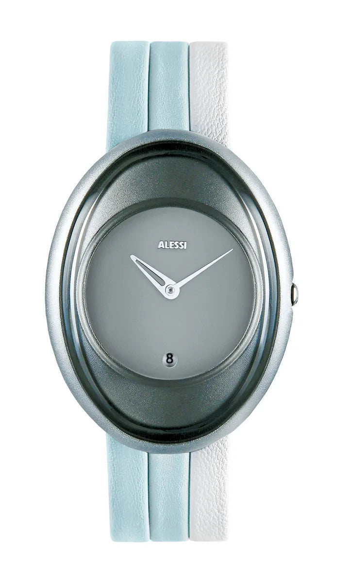 Alessi — Millennium AL19002 | Orologio da polso pelle nera e alluminio — vista principale