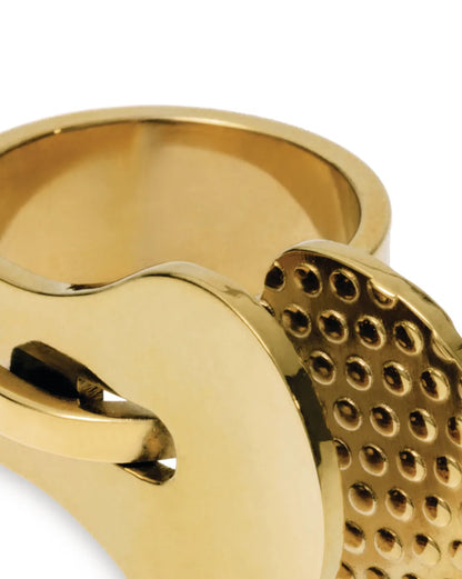 Alessi — Trama ESA03 ESA03 4L | Anello in acciaio dorato Salmistraro — vista principale