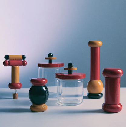 Alessi — ES16/75 | Barattolo ermetico Sottsass in vetro e faggio — vista principale