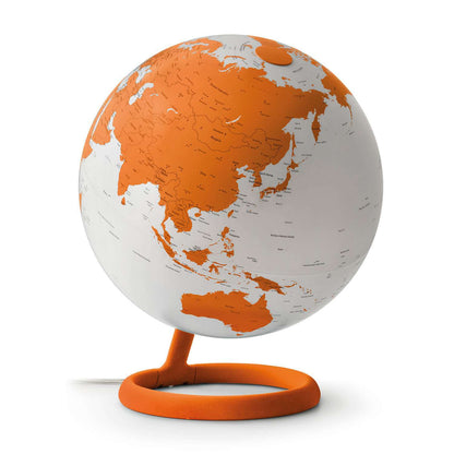 Atmosphere Evolve Velvet — dettaglio base in velluto luminoso e stelo, lampada mappamondo da arredo