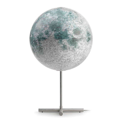 Atmosphere NG Moon Posh Edition — lampada mappamondo lunare National Geographic, stelo in acciaio satinato