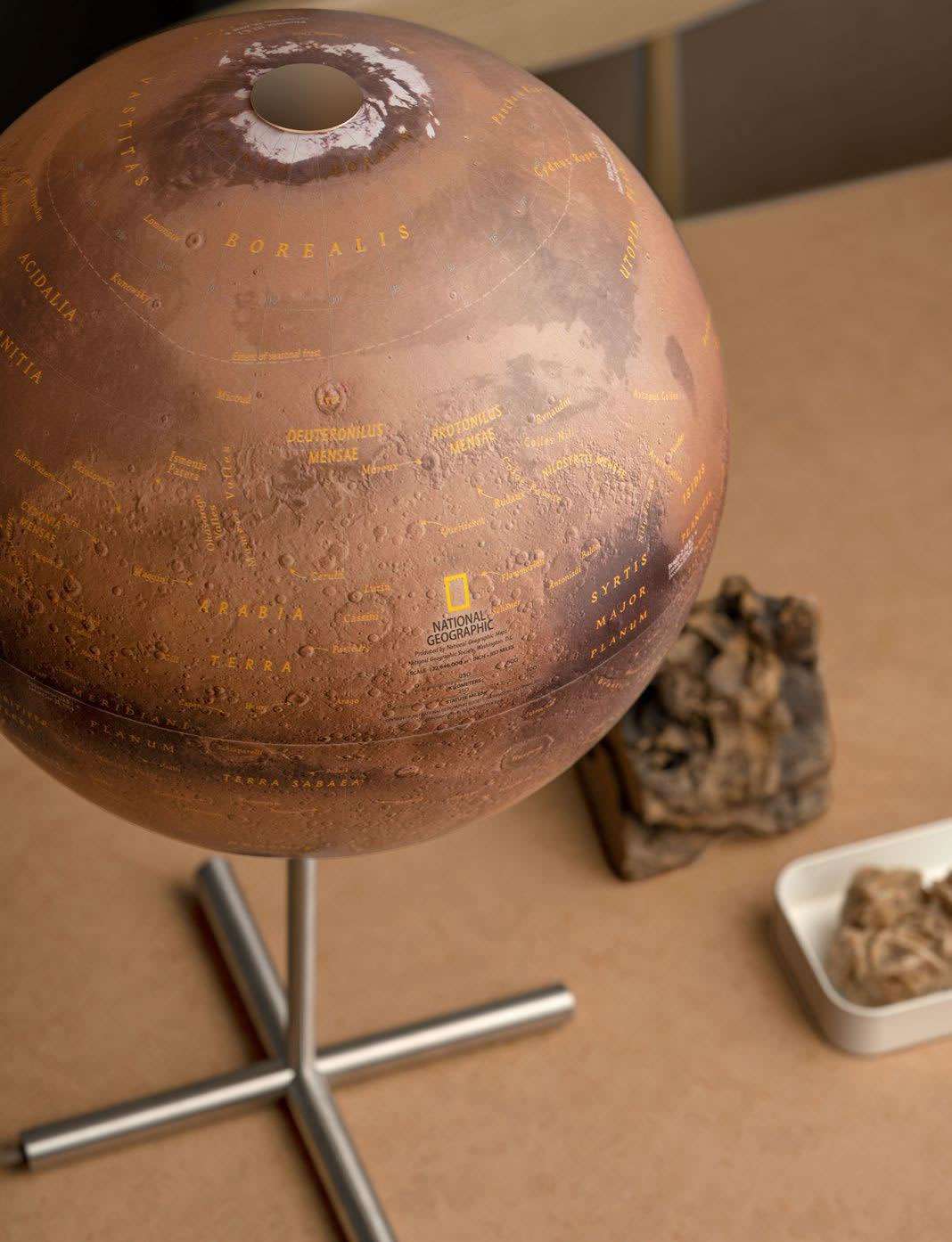 Atmosphere NG Mars Posh Edition — globo marziano National Geographic, base in acciaio, edizione esclusiva