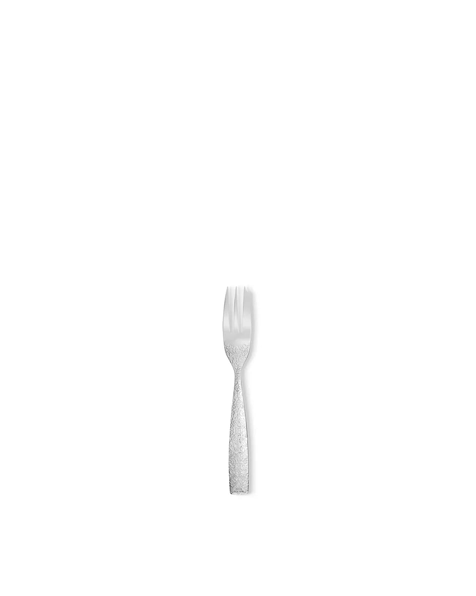Alessi — Dressed MW03/16 | Forchetta da dolce con decoro a rilievo — dettaglio