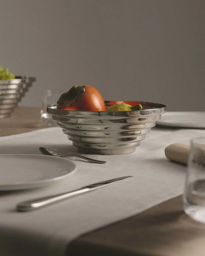 Alessi — Maya 7320/20 | Cestino rotondo in acciaio inox lucido — dettaglio