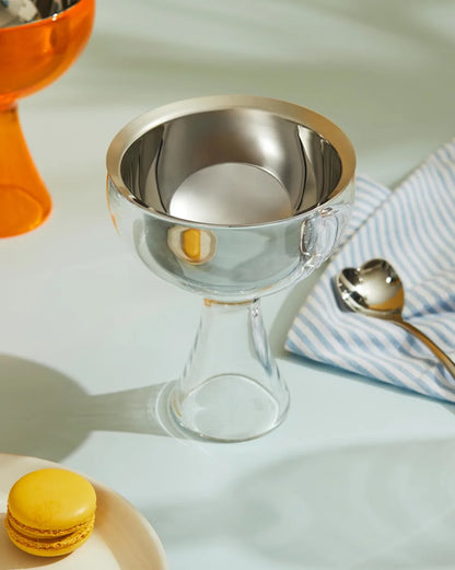 Alessi — Big Love AMMI01S O | Coppa gelato e cucchiaino acciaio aranci — dettaglio