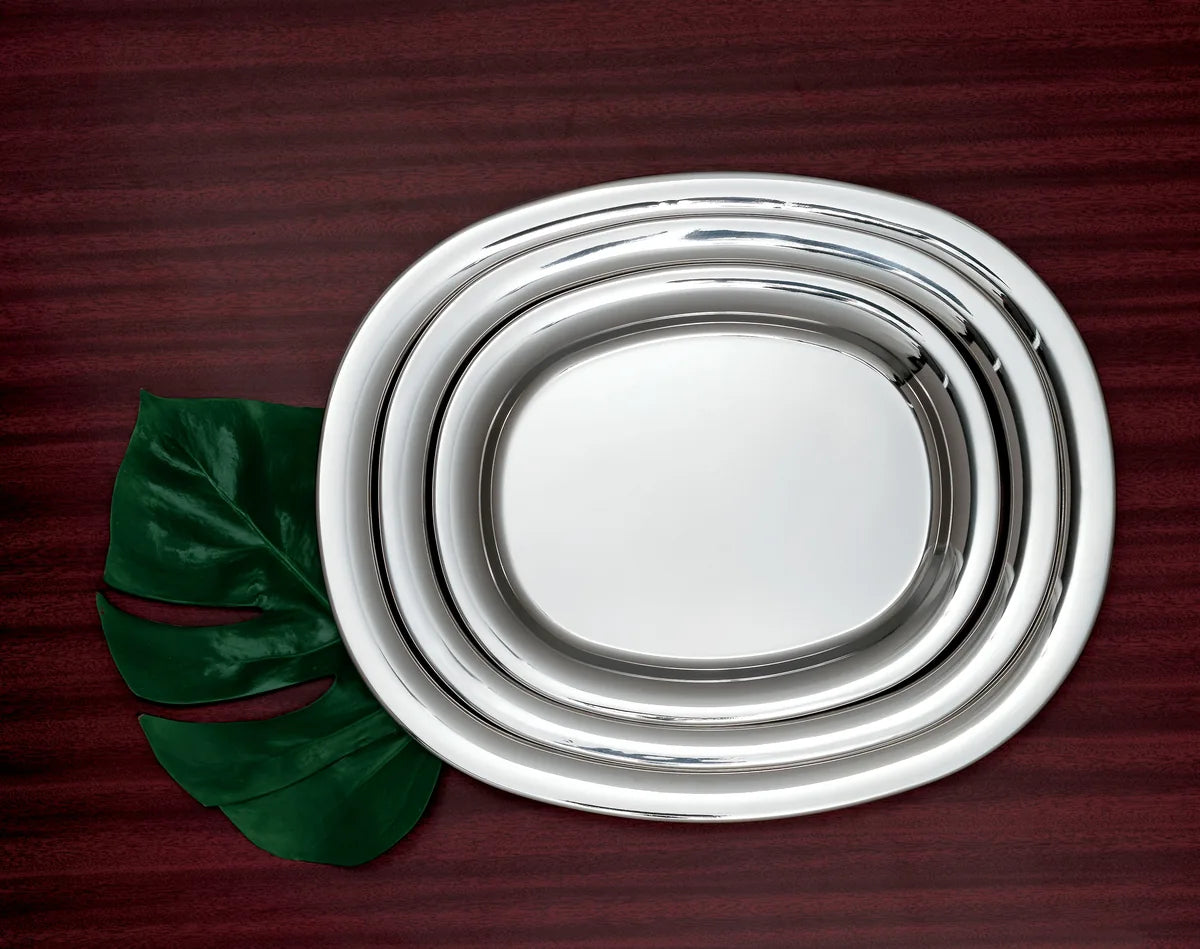 Alessi — JM13/42 L | Piatto da portata in acciaio inox Morrison — dettaglio