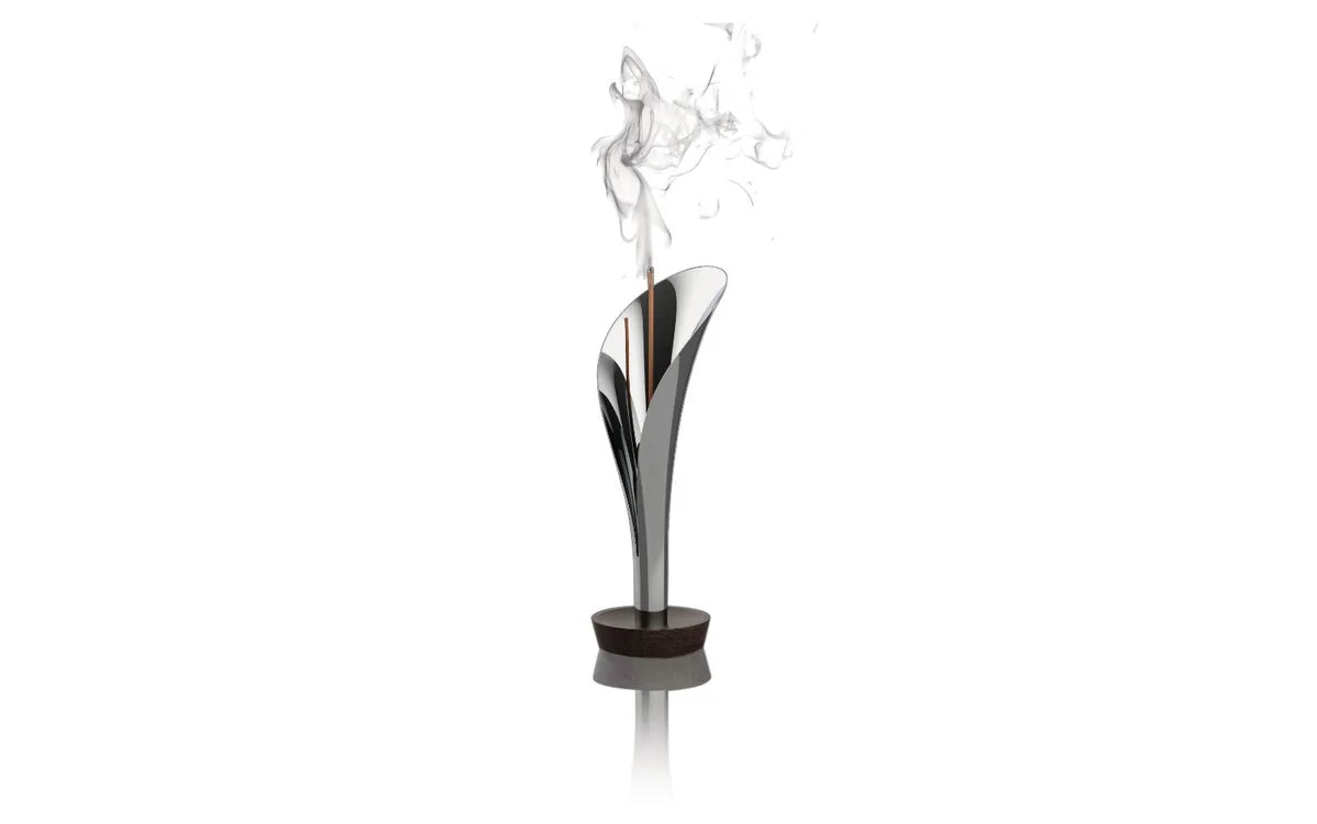 Alessi — Lily MW71 | Bruciaincenso Wanders acciaio e legno — dettaglio