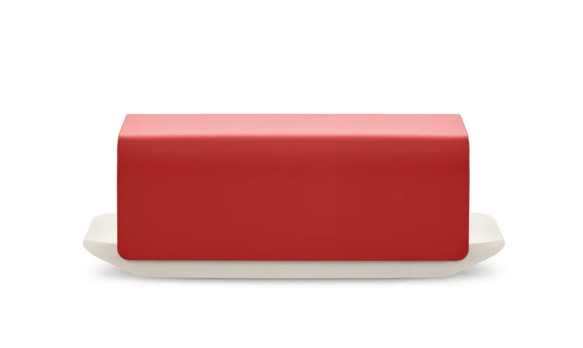Alessi — Mattina BG04 R | Burriera in porcellana e acciaio rosso — ambientazione
