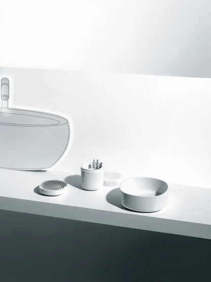 Alessi — Birillo PL09 W | Porta cotton fioc in PMMA bianco — ambientazione