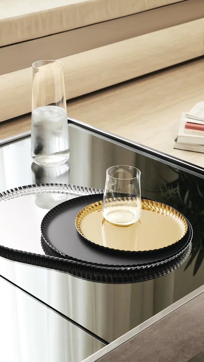 Alessi — Pleats JK01/46 JK01/46 B | Vassoio in acciaio colorato nero — vista laterale