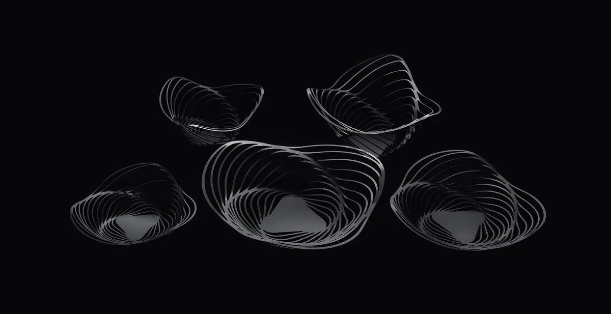 Alessi — Trinity ACO02 B | Cestino in acciaio nero laccato — vista laterale