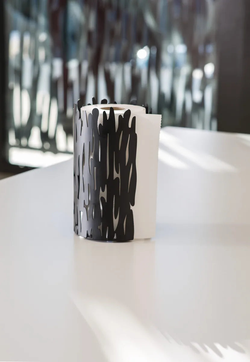 Alessi — Barkroll BM04 B | Portarotolo da cucina nero in acciaio — vista laterale