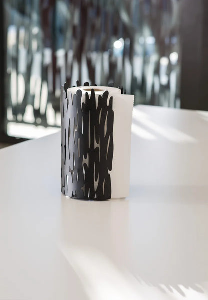 Alessi — Barkroll BM04 B | Portarotolo da cucina nero in acciaio — vista laterale