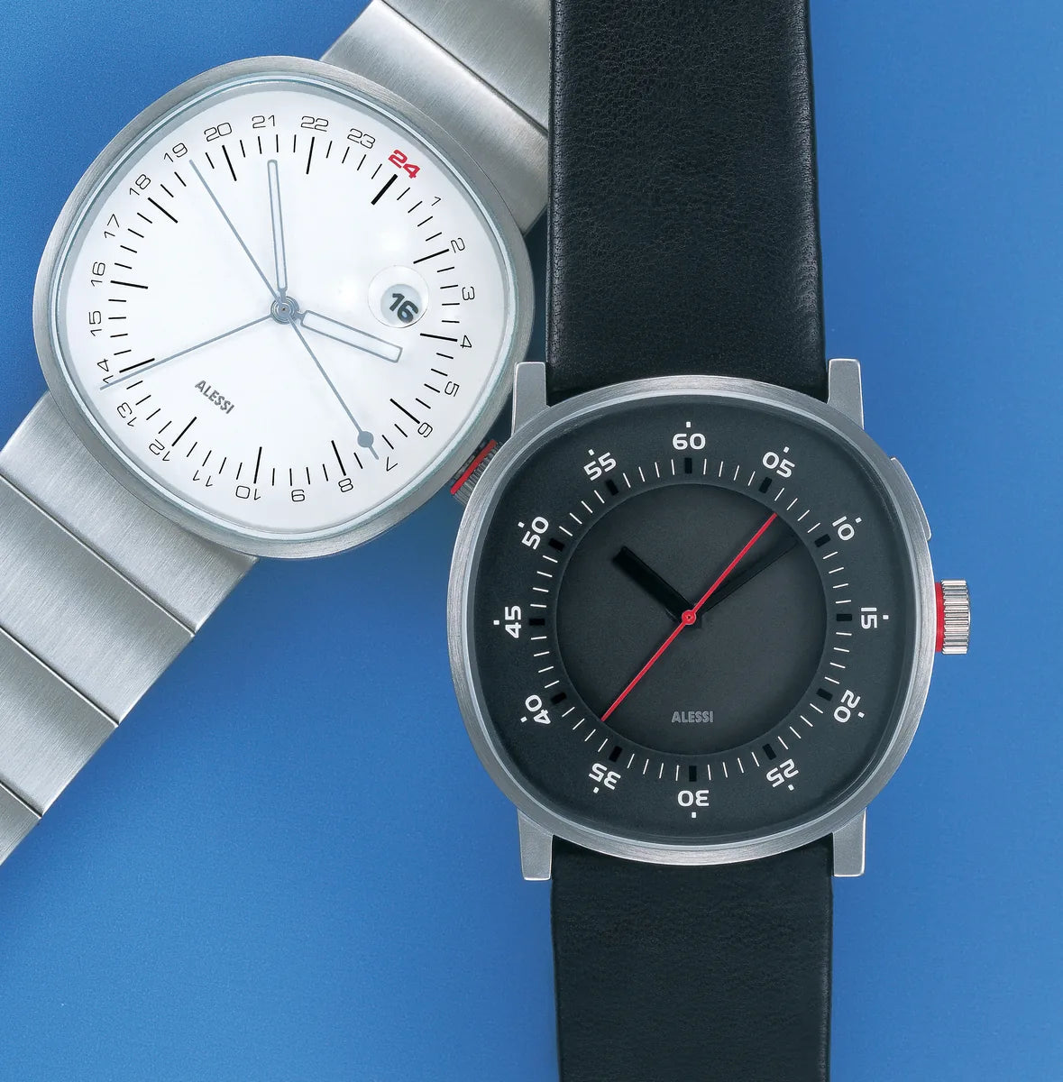 Alessi — Tic15 AL5052 | Orologio da polso Lissoni acciaio e pelle — vista principale