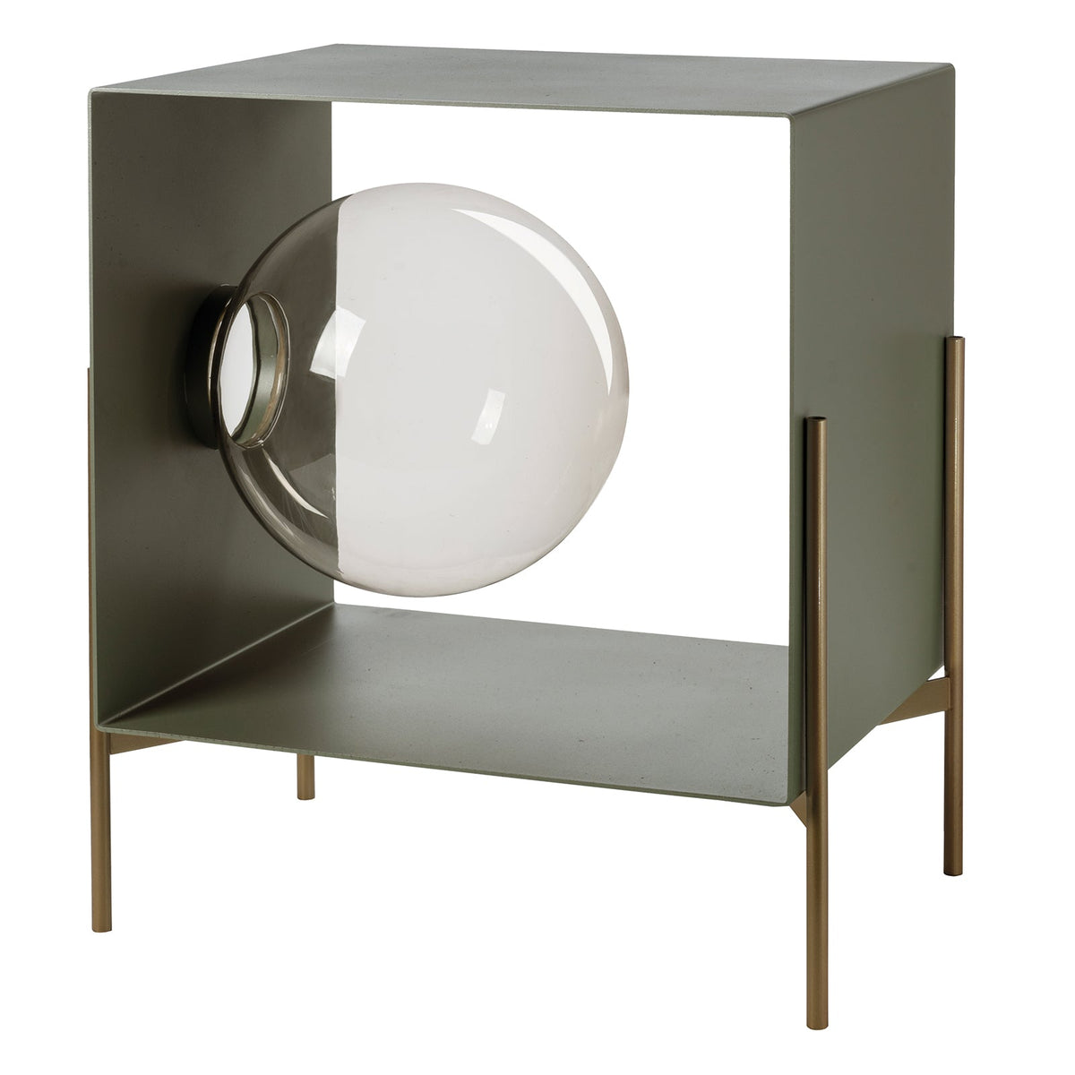 Arti & Mestieri Globe Piccolo mobile da soggiorno colore giada con base oro laccato in ferro lavorato artigianalmente