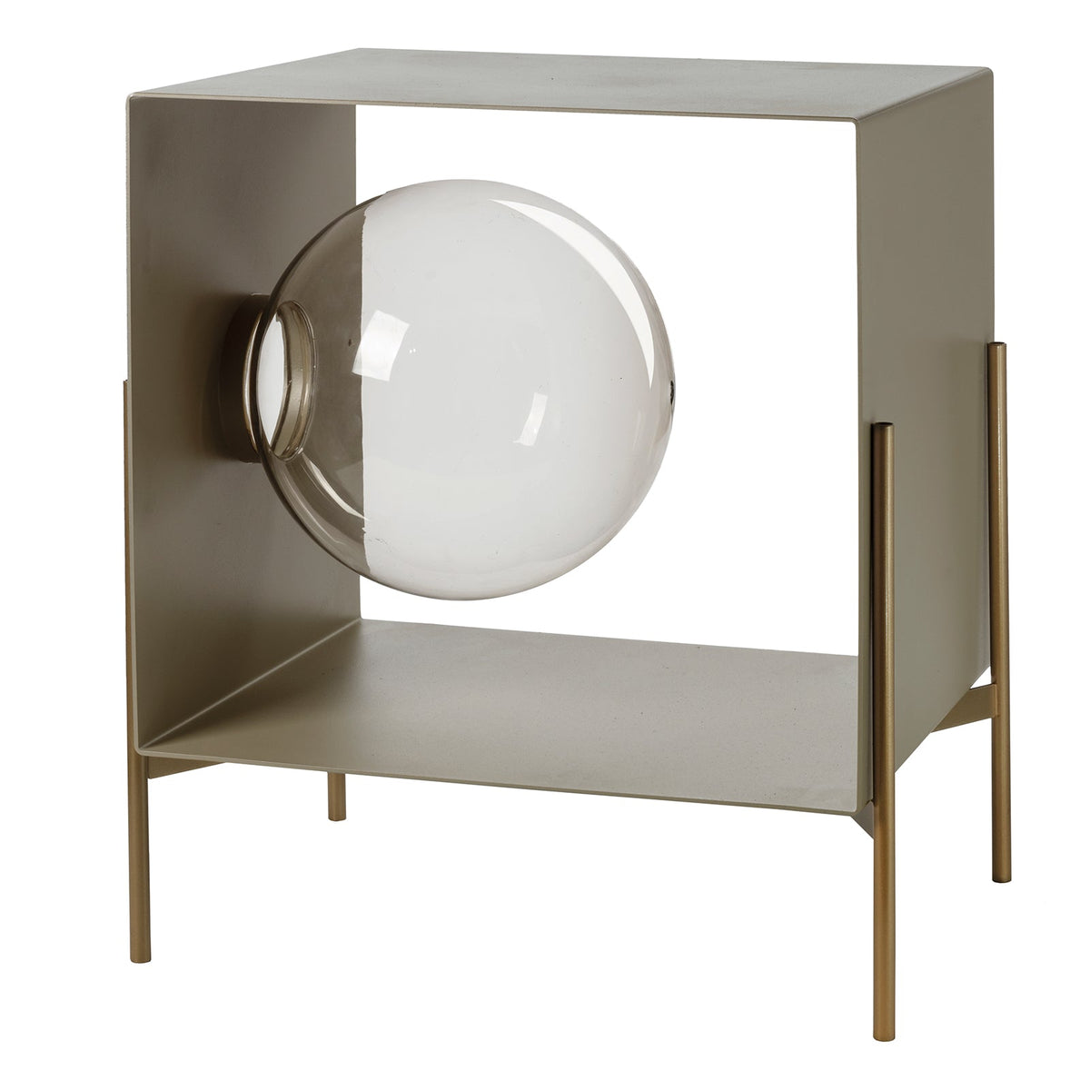 Arti & Mestieri Globe Piccolo mobile soggiorno colore sabbia base oro laccato in ferro battuto