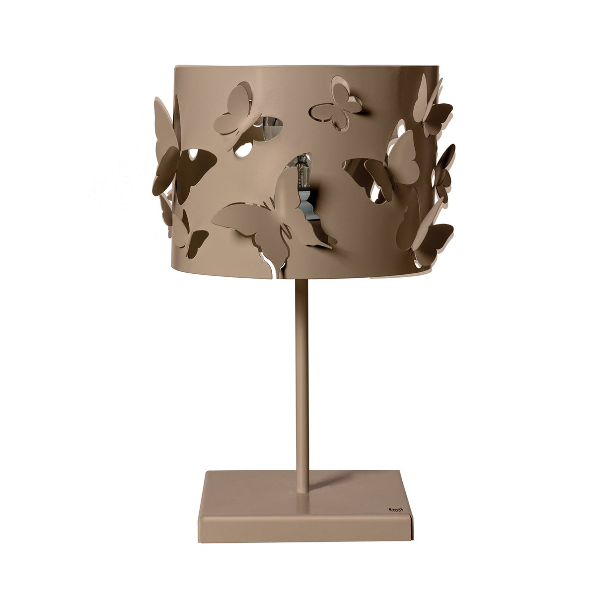 Arti & Mestieri Farfallosa lampada da tavolo beige ferro traforato con farfalle in rilievo