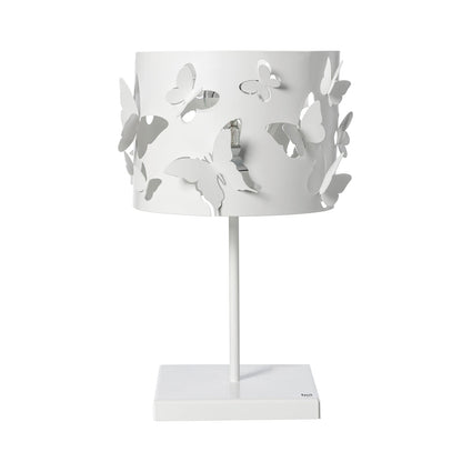 Arti & Mestieri lampada da tavolo Farfallosa colore bianco marmo in ferro lavorato artigianalmente con farfalle trafor