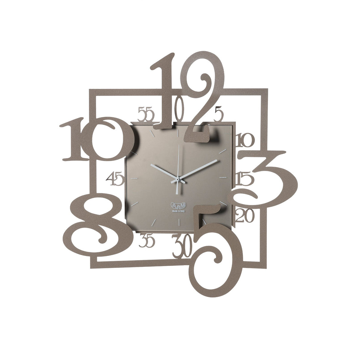 Arti & Mestieri orologio da parete Amos beige ferro con quadrante in vetro sabbiato 50x50 cm
