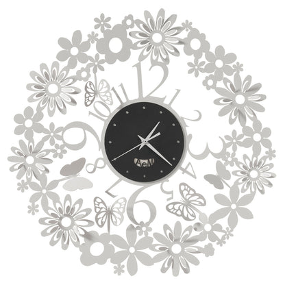 Arti & Mestieri orologio da parete Margherite bianco marmo e nero in ferro lavorato artigianalmente